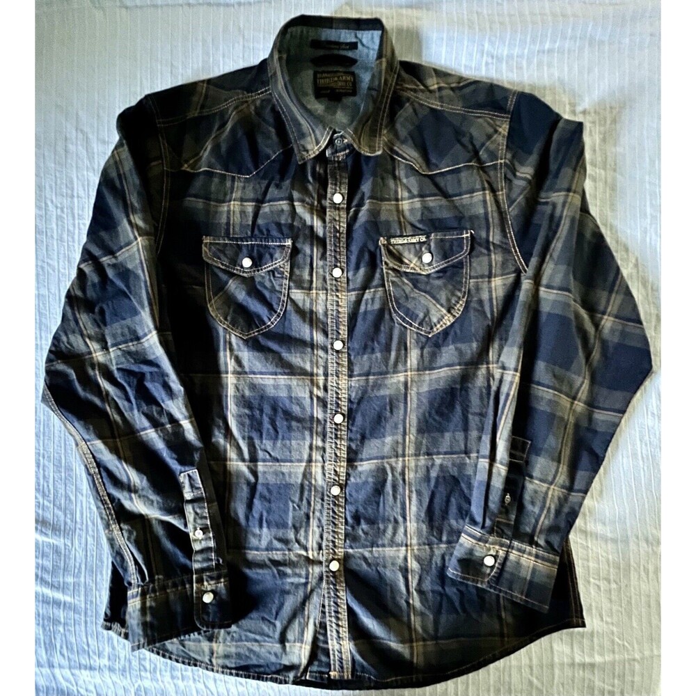Los Angeles Third & Army Denim Co. Men’s Cowboy Pearl Snap Buttondown Shirt XL